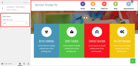 Menu Sticky – Creativ Themes